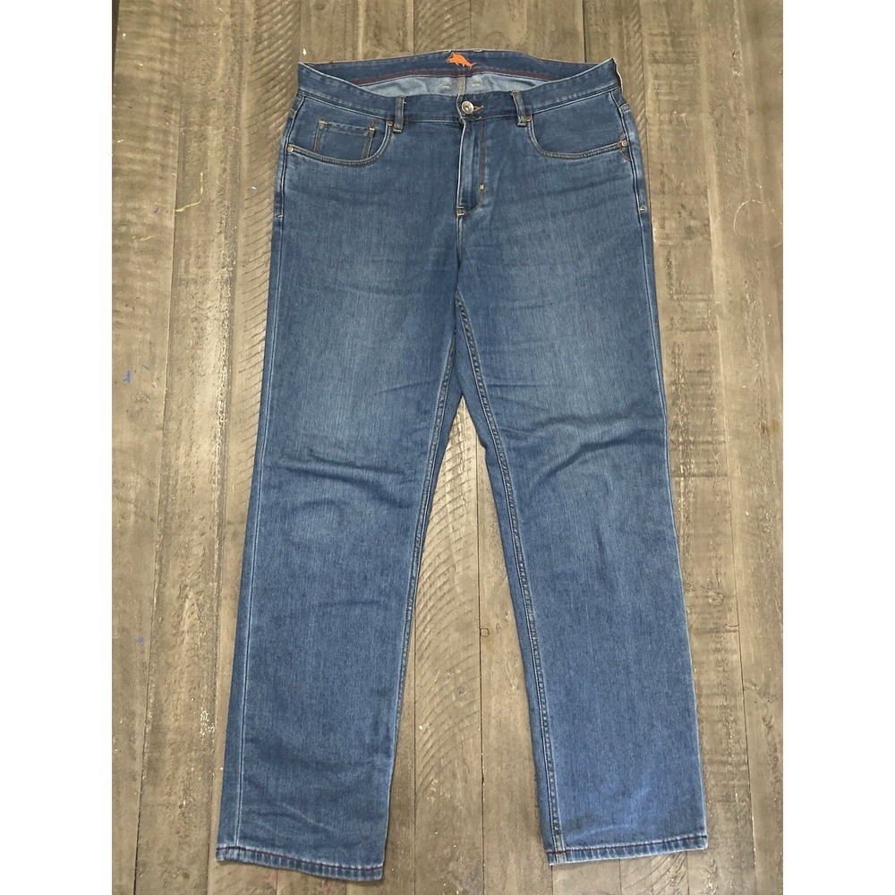 Tommy Bahama Jeans Mens 36x32 Blue Authentic Straight Leg Med Wash Mid Rise Pant